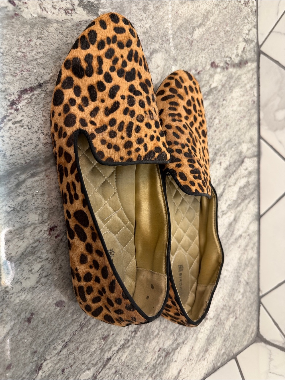 BIRDIES Leopard Print Calf Hair Women’s Slip-On Flats - Animal Print Loafers